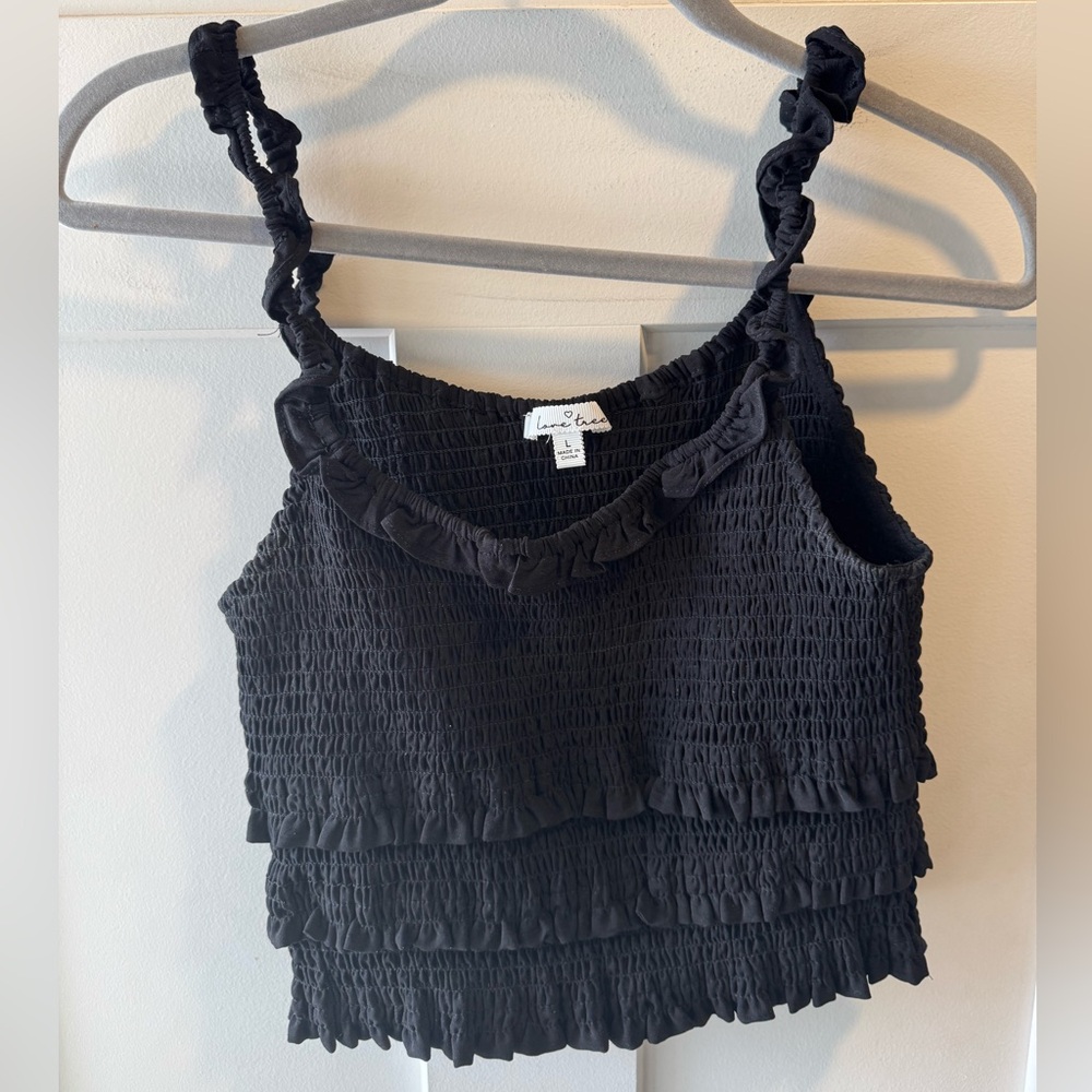 Love Tree Black Ruffle Camisole